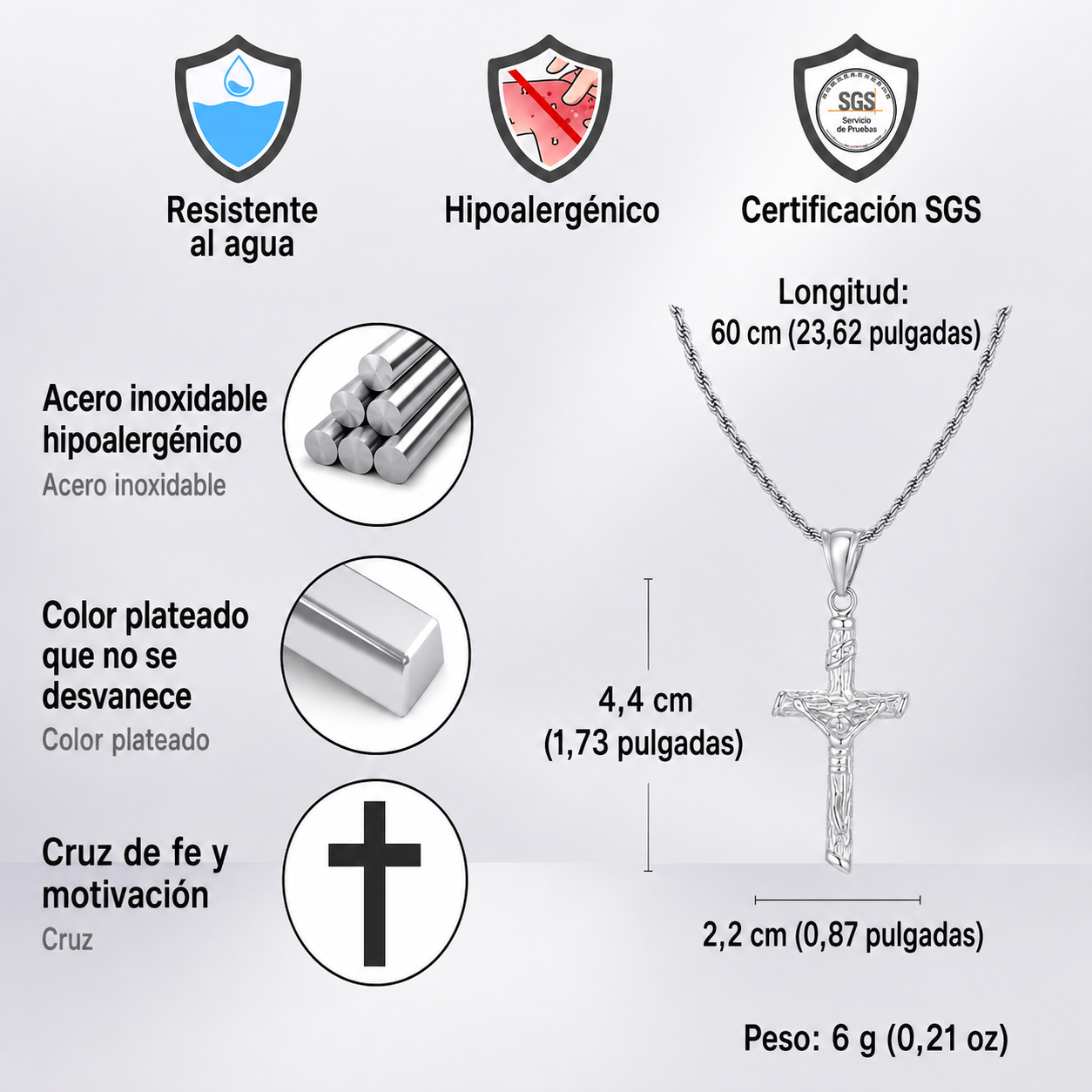 colgante con cruz de Jesús religiosa para hombres y mujeres
